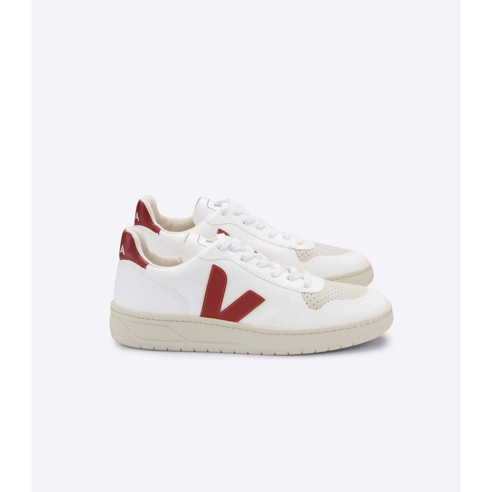 White/Red Women\'s Veja V-10 CWL Sneakers | AU 638NWY